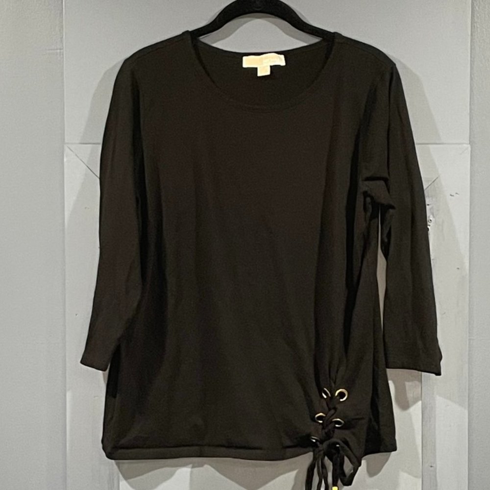 Michael Kors Gold Embellishment Side Tie Shirt Women's Size XL